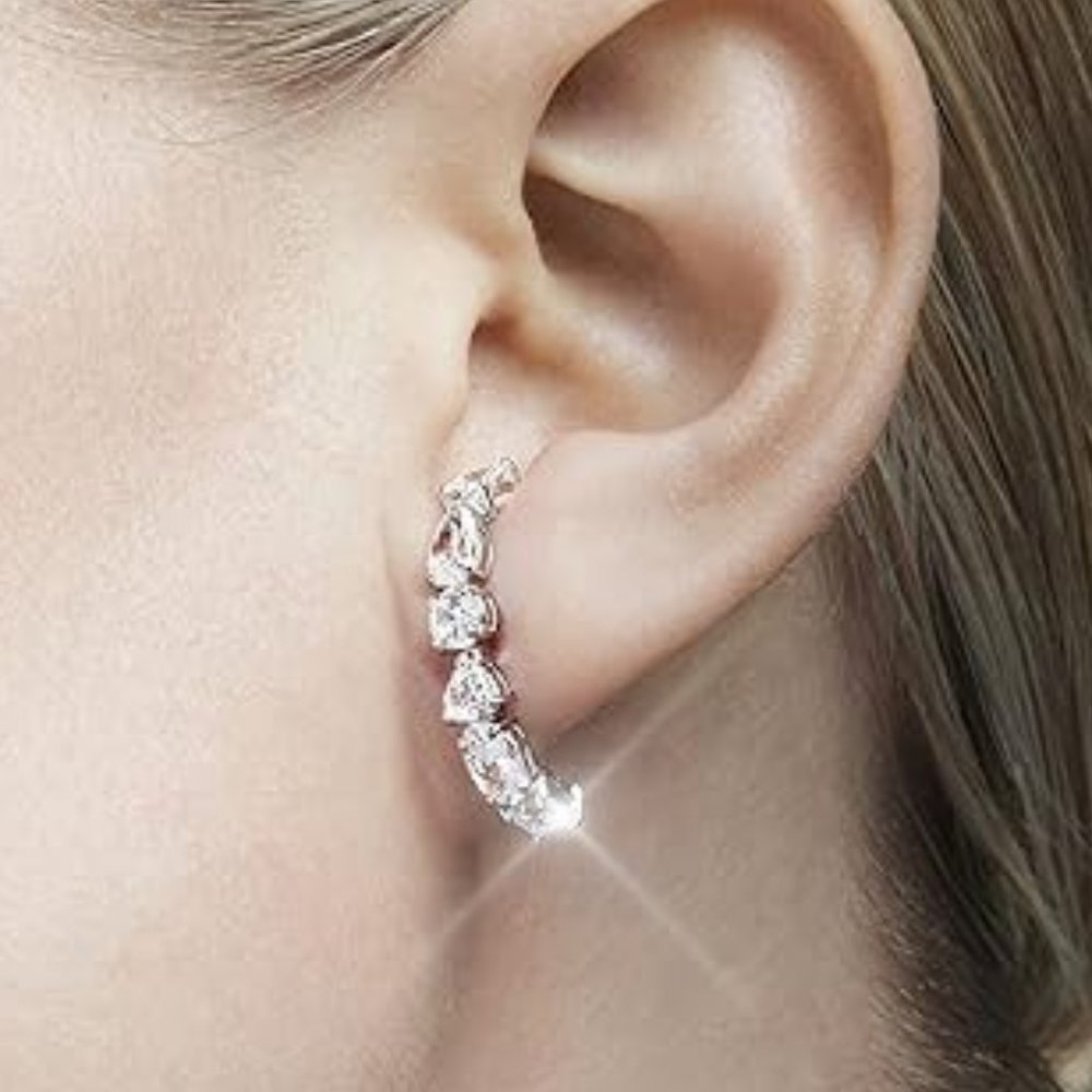 NWT Sparkling Bling Swarovski Crystal Rhinestone Hoop Pierced Earrings +… - Picture 4 of 6